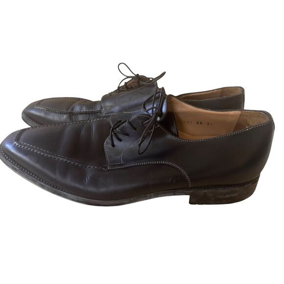 Santoni Mens Leather Loafers Shoes Square Toe Dress Work Black EE 11 bv